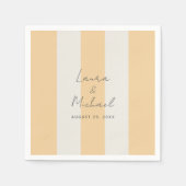 Serviette En Papier Simple Yellow and Off-White Cabana Stripes Wedding (Devant)