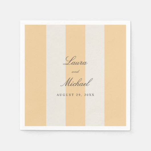 Serviette En Papier Simple Yellow and White Cabana Stripes Wedding (Devant)