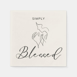 Serviette En Papier Simplement Bénis Dessin au Trait Minimaliste Chrét