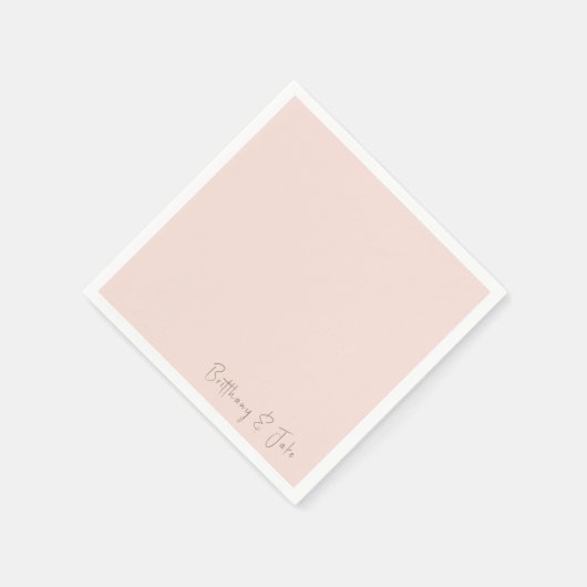 Serviette En Papier Simplement Blush Gold Script Mariage Cocktail (Coin)