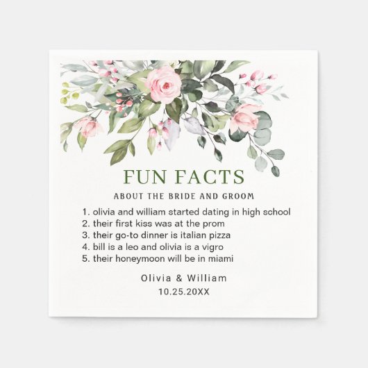 Serviette En Papier Simplement Elegant Eucalyptus Fun Facts Mariage (Devant)