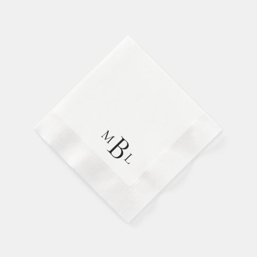 Serviette En Papier Simplement élégant Monogramme Noir Cocktail Coin (Coin)