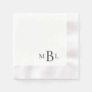 Serviette En Papier Simplement élégant Monogramme Noir Cocktail Coin