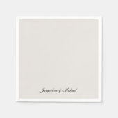 Serviette En Papier Simplement Élégant Script Crème Mariage Cocktail (Devant)