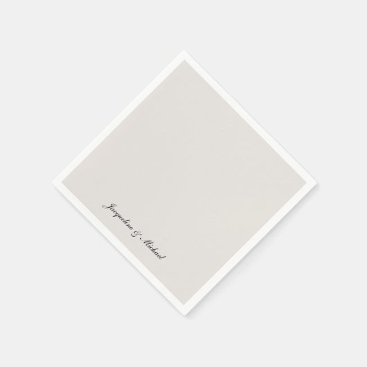 Serviette En Papier Simplement Élégant Script Crème Mariage Cocktail (Coin)