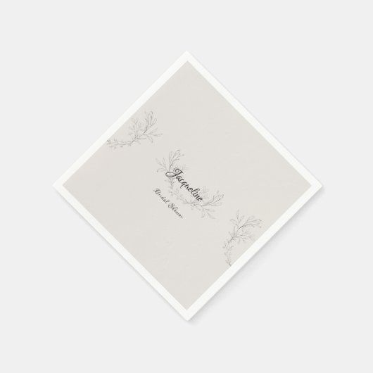 Serviette En Papier Simplement Élégant Script Fête des mariées neutre (Coin)