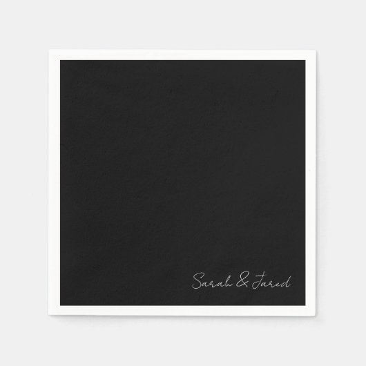 Serviette En Papier Simplement Elegant Script Names Black Mariage Cock (Devant)