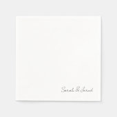 Serviette En Papier Simplement Élégant Script Noms Mariage blanc Cockt (Devant)