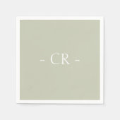 Serviette En Papier SimpleSage Green Couple Initiales Monogramme (Devant)
