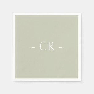 Serviette En Papier SimpleSage Green Couple Initiales Monogramme