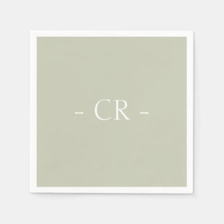 Serviette En Papier SimpleSage Green Couple Initiales Monogramme