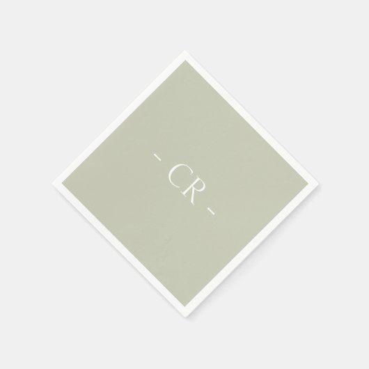 Serviette En Papier SimpleSage Green Couple Initiales Monogramme (Coin)