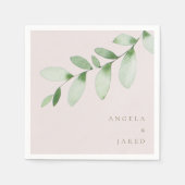 Serviette En Papier Simplicité Foliage Blush Cocktail Mariage (Devant)