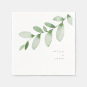 Serviette En Papier Simplicité & Foliage Mariage Cocktail personnalisé (Devant)