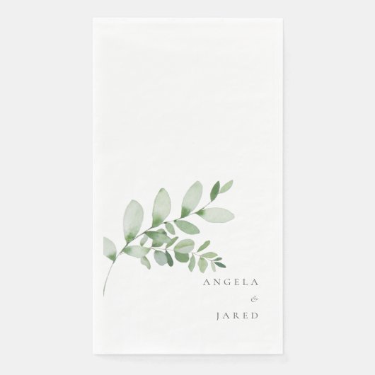 Serviette En Papier Simplicité & Foliage Mariage Nom de couple (Devant)
