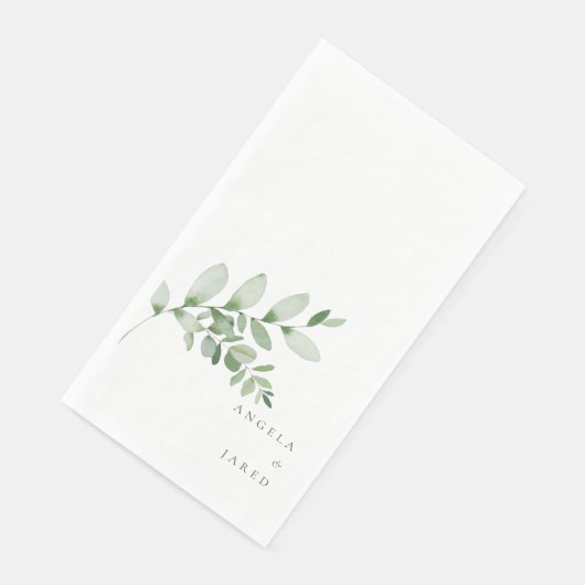 Serviette En Papier Simplicité & Foliage Mariage Nom de couple (Coin)
