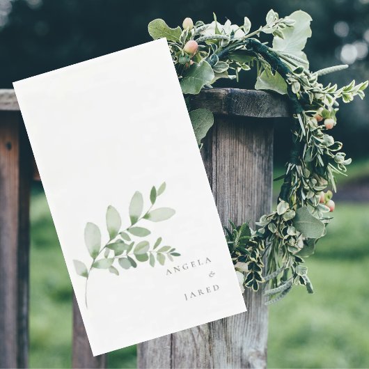Serviette En Papier Simplicité & Foliage Mariage Nom de couple