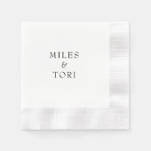 Serviette En Papier Simplicité moderne Mariage B/W (Devant)