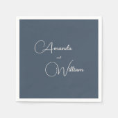 Serviette En Papier Simplicité moderne Mariage bleu marine (Devant)
