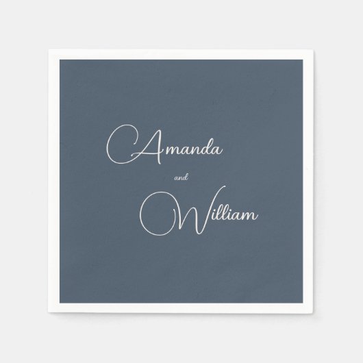 Serviette En Papier Simplicité moderne Mariage bleu marine (Devant)