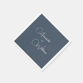 Serviette En Papier Simplicité moderne Mariage bleu marine (Coin)