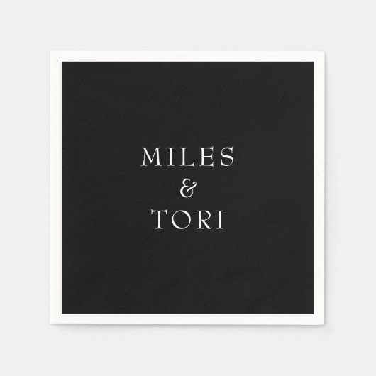 Serviette En Papier Simplicité moderne Mariage noir (Devant)