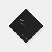 Serviette En Papier Simplicité moderne Noir à Dernier Mariage (Coin)