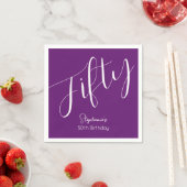 Serviette En Papier Simply Modern Script Automne Violet 50e Anniversai (En situation)
