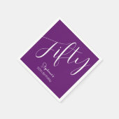 Serviette En Papier Simply Modern Script Automne Violet 50e Anniversai (Coin)