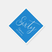 Serviette En Papier Simply Modern Script Blue 60th Birthday Party (Coin)