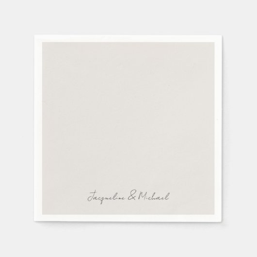 Serviette En Papier Simply Modern Script Cream Mariage Cocktail (Devant)
