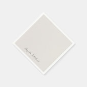 Serviette En Papier Simply Modern Script Cream Mariage Cocktail (Coin)