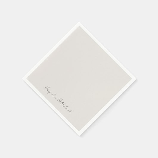 Serviette En Papier Simply Modern Script Cream Mariage Cocktail (Coin)