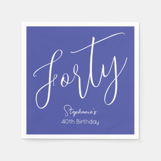 Serviette En Papier Simply Modern Script Lavender Purple 40e anniversa (Devant)