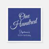 Serviette En Papier Simply Modern Script Marine Bleu 100e anniversaire (Devant)