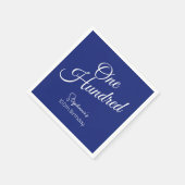 Serviette En Papier Simply Modern Script Marine Bleu 100e anniversaire (Coin)
