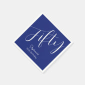 Serviette En Papier Simply Modern Script Marine Blue 50th Birthday (Coin)