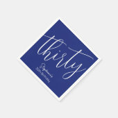 Serviette En Papier Simply Modern Script Navy Blue 30th Birthday Party (Coin)
