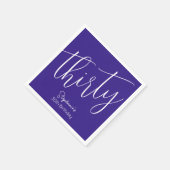 Serviette En Papier Simply Modern Script Purple 30th Birthday Party (Coin)