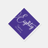 Serviette En Papier Simply Modern Script Purple 80th Birthday Party (Coin)