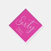 Serviette En Papier Simply Modern Script Rose 60e fête d'anniversaire (Coin)