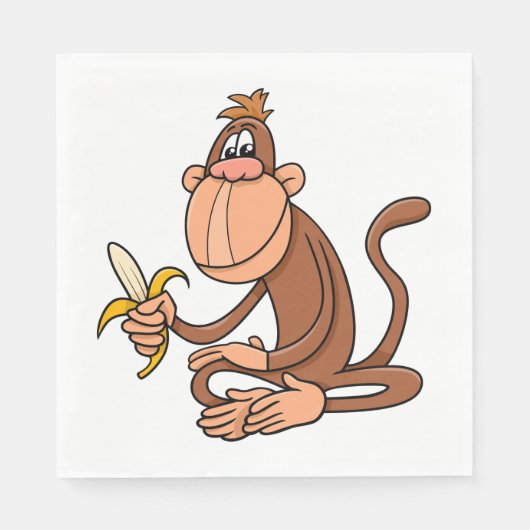 Serviette En Papier Singe À La Banane (Devant)
