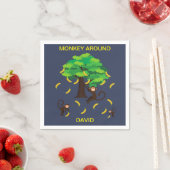 Serviette En Papier "Singe autour" Singes allant des bananes  (En situation)