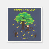 Serviette En Papier "Singe autour" Singes allant des bananes  (Devant)