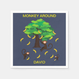 Serviette En Papier "Singe autour" Singes allant des bananes 