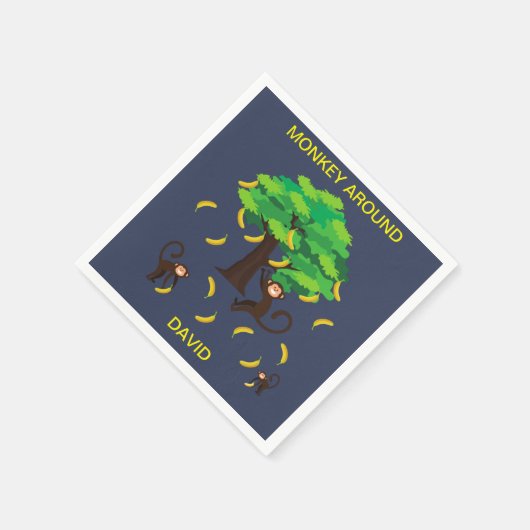 Serviette En Papier "Singe autour" Singes allant des bananes  (Coin)