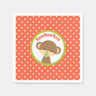 Serviette En Papier Singe bébé Brown avec Pacifier NomNomNom