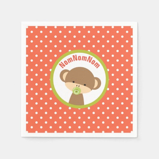 Serviette En Papier Singe bébé Brown avec Pacifier NomNomNom (Devant)