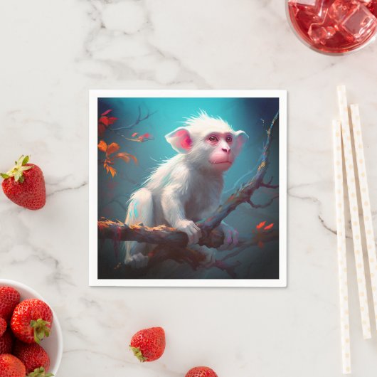 Serviette En Papier Singe bleu (En situation)