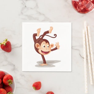 Serviette En Papier Singe joueur faisant un poirier Animal mignon